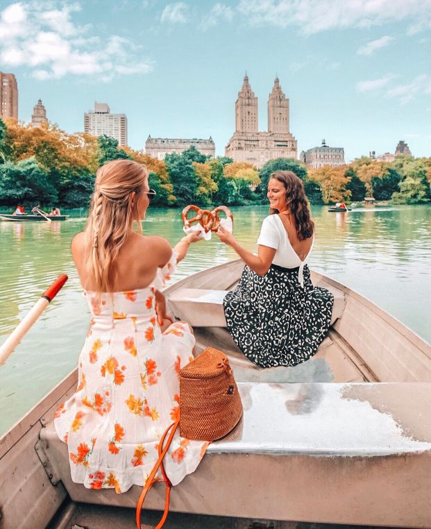 Taking a boat ride through Central Park